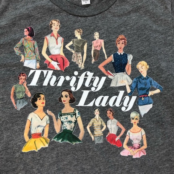 Gray Thrifty Lady T-Shirt | Small - Picture 4 of 6